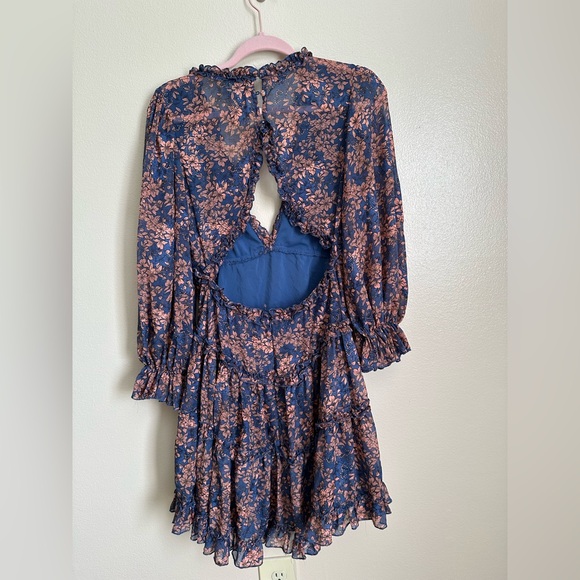 Hello Molly Blue and Pink Floral‎ Long Sleeve Dress size large - Picture 5 of 6